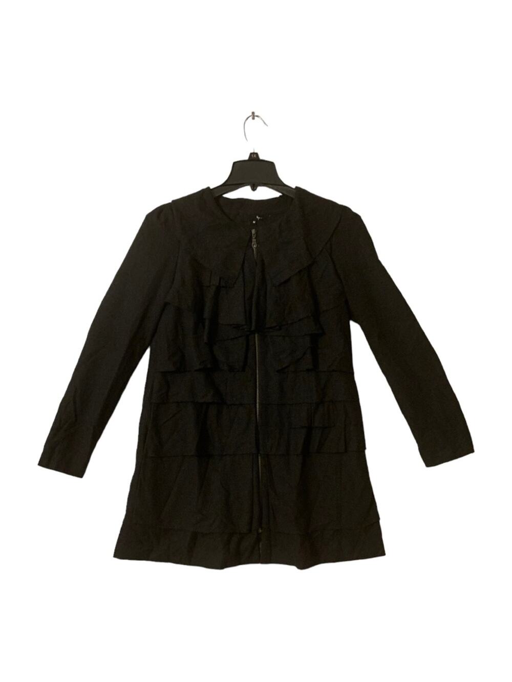 Ryu womens medium black wool boho jacket tiered coat ruffle anthropolpgie